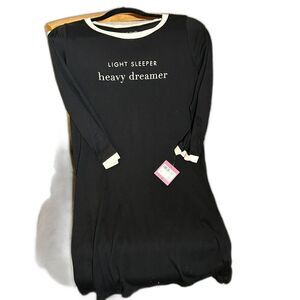 Kate Spade Night Shirt PJ Pajama's Light Sleeper Large NWT L Black